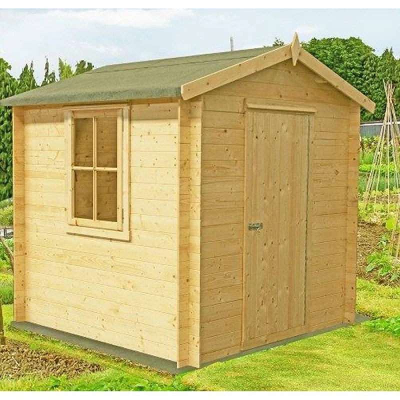 Image of Shires Danbury Log Cabin Home Office Garden Room Approx 8 x 8 Feet in Light Tan Light Tan Unisex