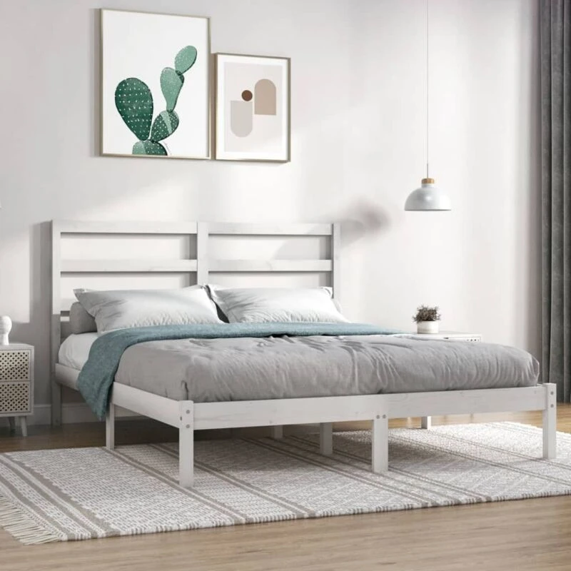 Image of VIDAXL Bed Frame without Mattress White 120x200cm Solid Wood Pine Vidaxl 8720287036791
