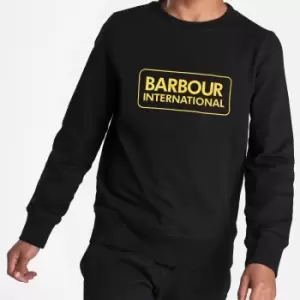 Image of Barbour International Boys' Large Logo Crew Neck Sweatshirt - Black - 8-9 Years