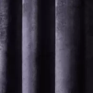 Image of Sienna Capri Supersoft Velvet Eyelet Lined Curtains - Charcoal 66" X 90"