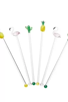 Image of Glass Novelty Tropical Cocktail Stirrers, Acetate Display Boxed