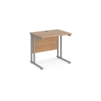 Image of Maestro 25 straight desk 800mm x 600mm - silver cantilever leg frame and beech top