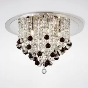 Image of Ceiling light Atla 6 Bulbs polished chrome / acrylic trim / crystal supplied with 25 Black Spheres crystal