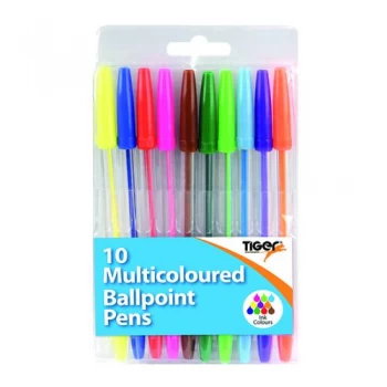 Image of Ballpoint Pens 10 Multicoloured Pack of 12 302256