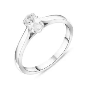 Image of Platinum 0.70ct Diamond Oval Cut Solitaire Ring