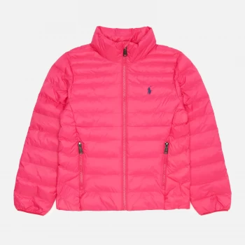Image of Polo Ralph Lauren Girls Recycled Pack-A-Way Bomber Jacket - Sport Pink - 10 Years