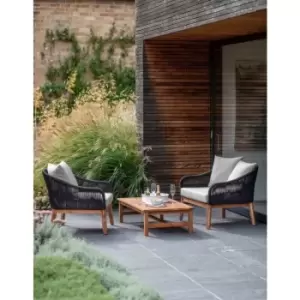 Image of Outdoor Patio Luccombe 2 x Armchair & Coffee Table Set Black - Garden Trading