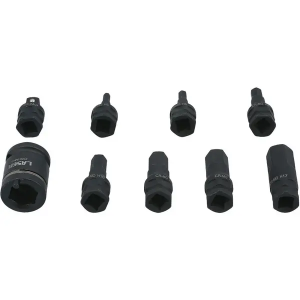 Image of LASER TOOLS Dual Drive Hex Impact Bit Socket Set 9pc In a eva Foam Tray 7977 - Laser Tools 5018341079772