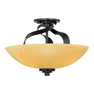 Image of 3 Light Large Semi Flush Mount Ceiling Light Imperial Bronze, E27