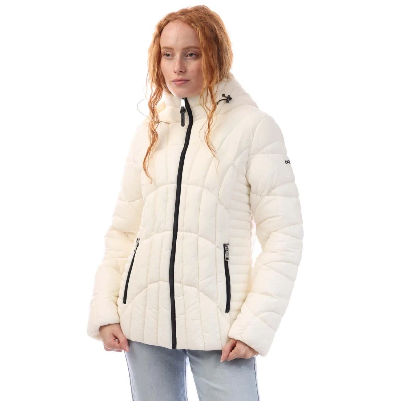 Image of DKNY Zip Front Packable Jacket Off White female M