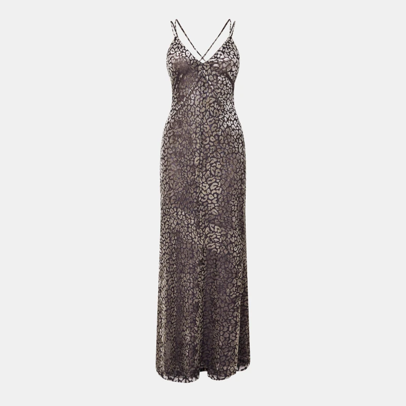 Image of AmyLynn Womens Leopard Maxi Dress Grey female 10 (M)