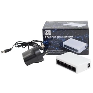 Image of Evo Labs 5 Port 10/100 Fast Ethernet Switch UK Plug
