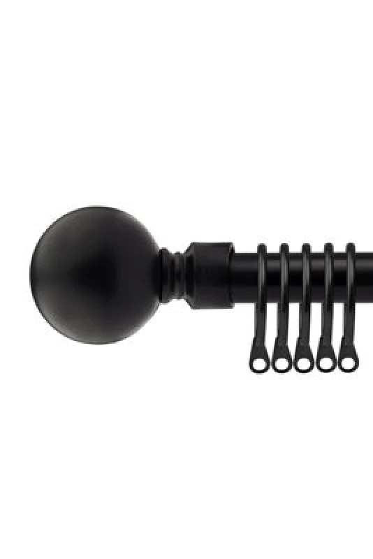 Image of 16-19mm Sphere Extendable Metal Curtain Pole Set Black 160-300Cm