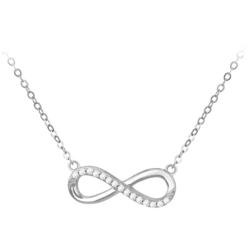 Image of Be You 9ct White Gold CZ Infinity Necklace White Gold female 17-18in