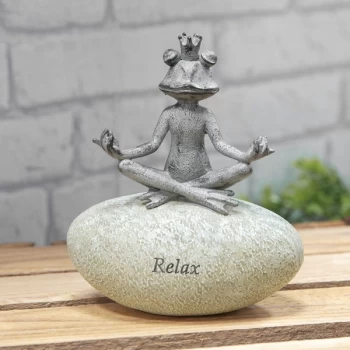 Image of Country Living Frog on Stone Relax Ornament 15.5cm