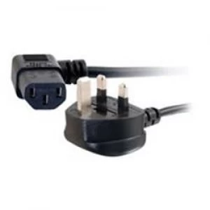 Image of C2G 2m 18 AWG Universal 90° Power Cord (IEC320C13R to BS 1363)