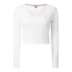 Image of Tommy Jeans Tjw Bby Crp Essential Rib V Ls - White