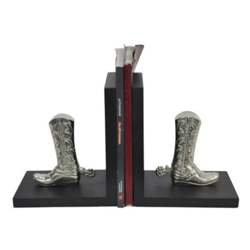 Image of Minster Boot Bookends Bookshelf - Aluminium - L10 X W15 X H18 Cm