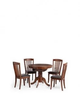Image of Julian Bowen Canterbury Round/Oval 90-120 Cm Extending Dining Table And 4 Chairs