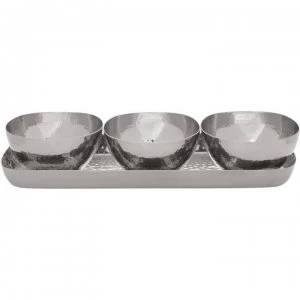 Image of Hotel Collection Nibble Bowls On Tray Set of 3 - Silver