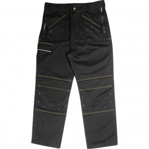 Image of Roughneck Mens Multi Zip Trousers Black 30" 33"