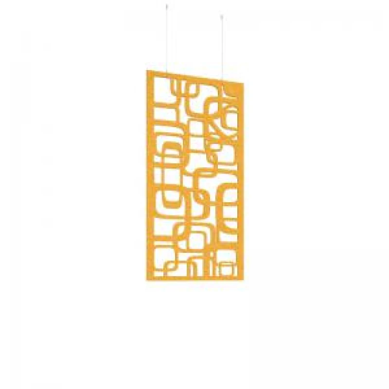 Image of Piano Chords Acoustic Patterned Hanging Screens In Yellow H1200 x W600mm with Hanging Wires And Hooks - Bygone (4 Pack)