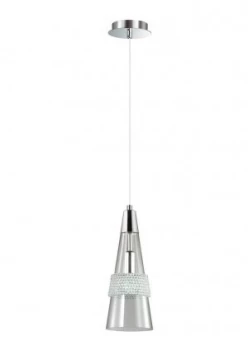 Image of Ceiling Pendant 1 Light E14 Polished Chrome, Crystal
