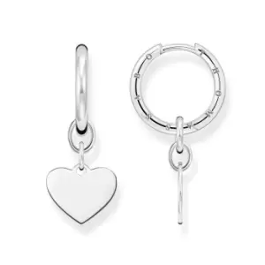 Image of THOMAS SABO Silver Heart Pendant Hoop Earrings