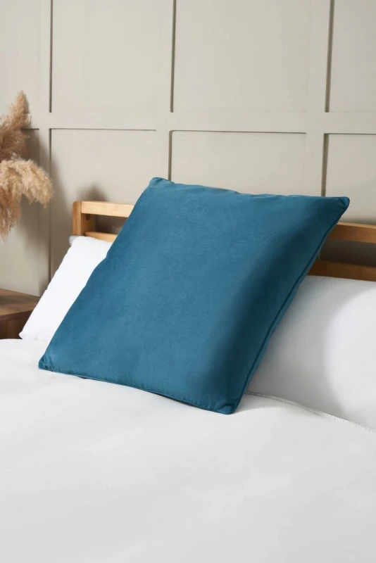 Image of BHS Large Velour Piped Cushion in Teal Teal Unisex