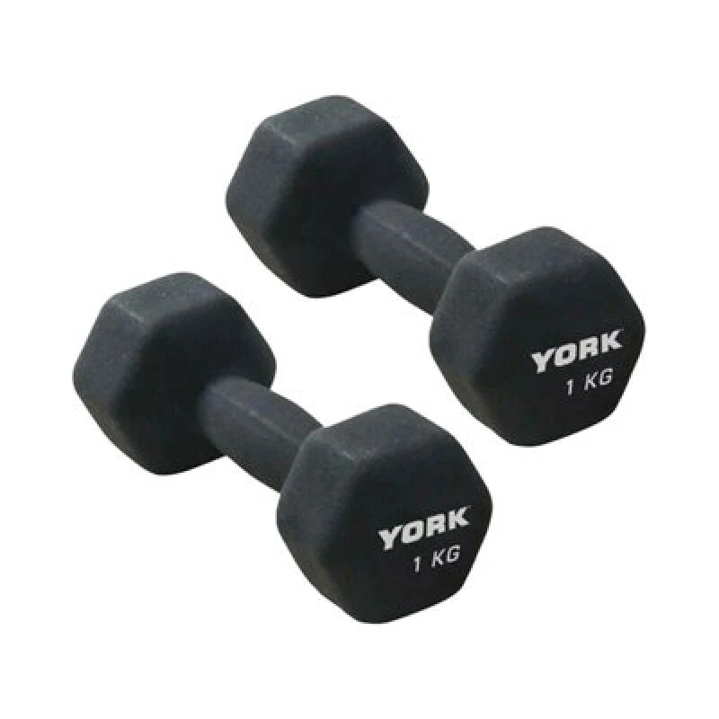 Image of York Neoprene Hex Dumbbells Pair - 2 X 1Kg For Home Gym And Workouts