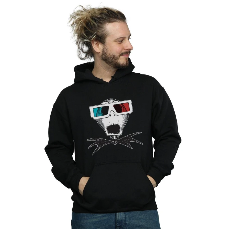 Image of Disney Men Nightmare Before Christmas Jack Skellington 3D Glasses Hoodie in Black Size: Small Black S Male 5059308666130