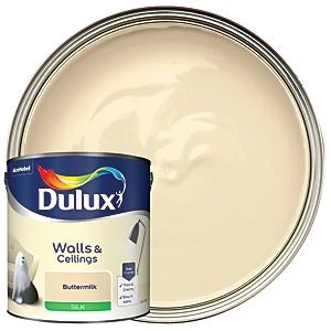Image of Dulux Walls & Ceilings Buttermilk Silk Emulsion Paint 2.5L