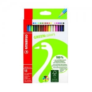Image of Stabilo Green Colours Colouring Pencils Pack of 18 60192-181