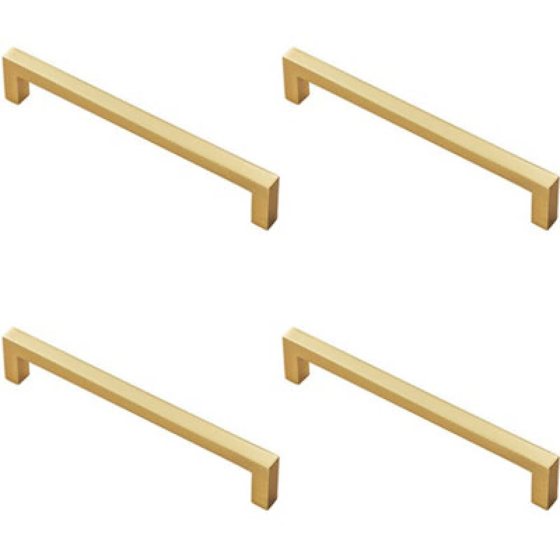 Image of Loops 4x Square Block Pull Handle 170 x 10mm 160mm Fixing Centres Satin Brass Metallics unisex
