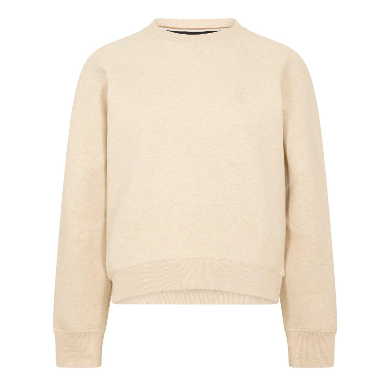 Image of Boss Womens Evreni Short Sleeve Crew Sweatshirt Open White female 6 (XS)