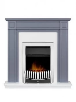 Image of Adam Fires & Fireplaces Adam Georgian Fire Suite In Grey & Pure White With Elise Electric Fire In Chrome