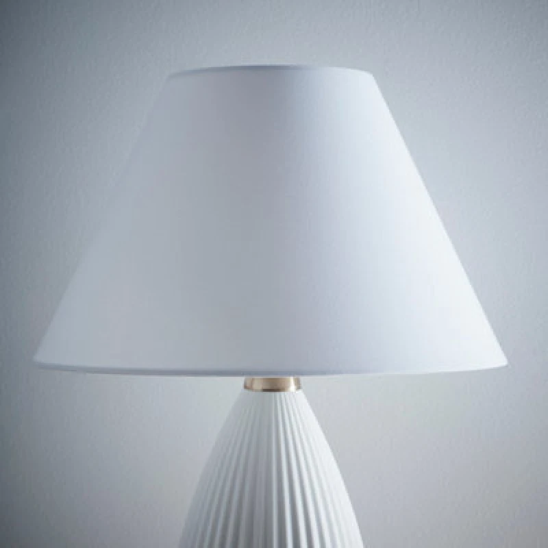 Image of K Living 10" White Textured Linen Fabric Coolie Lampshade Modern Table Lamp And Floor Lamp Cone Light Shade