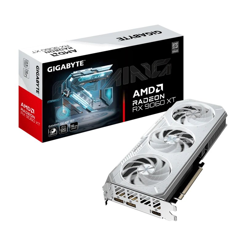 Image of Gigabyte Radeon RX 9060 XT GAMING OC ICE 16G GDDR6 16GB Graphics Card White - GV-R906XGAMINGOCICE-16GD