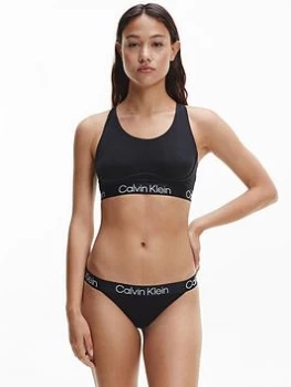 Image of Calvin Klein Tonal Recycled Branded Waistband Thong - Black, Size S, Women