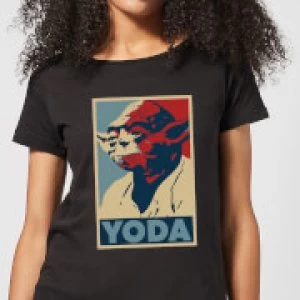 Image of Star Wars Yoda Poster Womens T-Shirt - Black - 3XL - Black