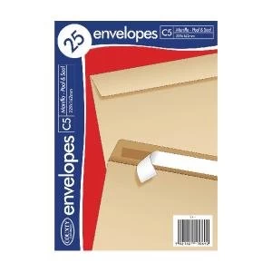 Image of County Stationery C5 25 Manilla Peal and Seal Envelopes Pack of 20