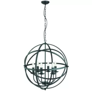 Image of Orbit 6 Light Spherical Cage Ceiling Pendant Matt Black, E14