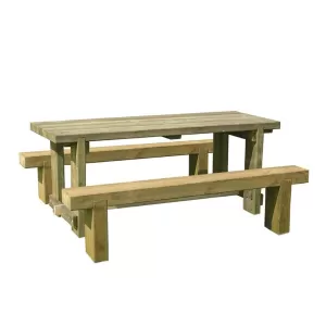 Image of Forest Garden Sleeper Bench and Table Set 1.2m