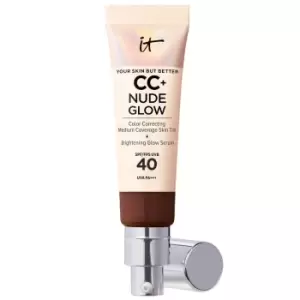 Image of IT Cosmetics CC+ and Nude Glow Lightweight Foundation and Glow Serum with SPF40 32ml (Various Shades) - Deep