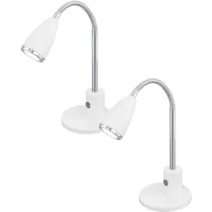 Image of 2 PACK Table Lamp Colour White Chrome Steel Rocker Switch GU10 1x3W Included