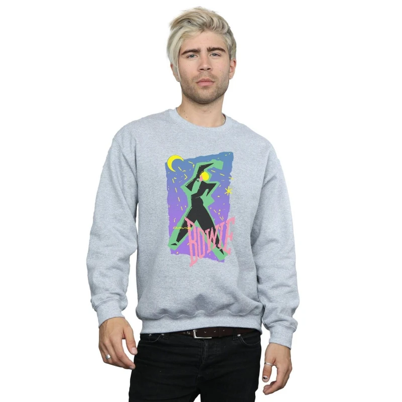 Image of David Bowie David Bowie Men Moonlight Dance Sweatshirt in Grey Size: Small Grey S Male 5057981571987