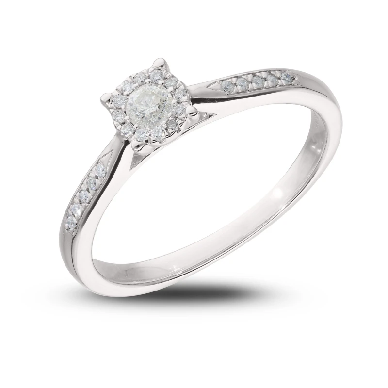 Image of Be You 9ct White Gold 0.20ct Diamond Ring Gold unisex L