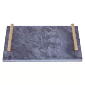 Image of Interiors by PH Black Marble Tray With Gold Handles - Black