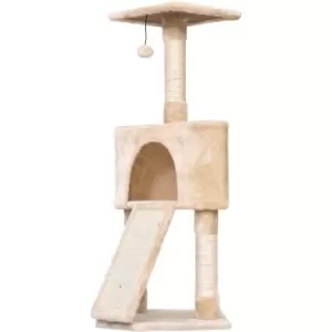 Image of PawHut 3 Level Cat Tree for Indoor Cats Activity Centre Sisal Scratching Posts Perch Condo and Ladder Cat Furniture For Kitten - Beige