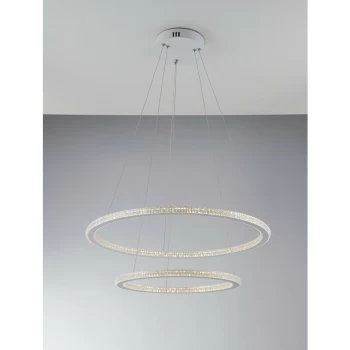 Image of Fan Europe Lighting - Fan Europe Luce_Ambiente_Design - Integrated LED 2 Tier Circular Crystal Pendant Light, 4000K